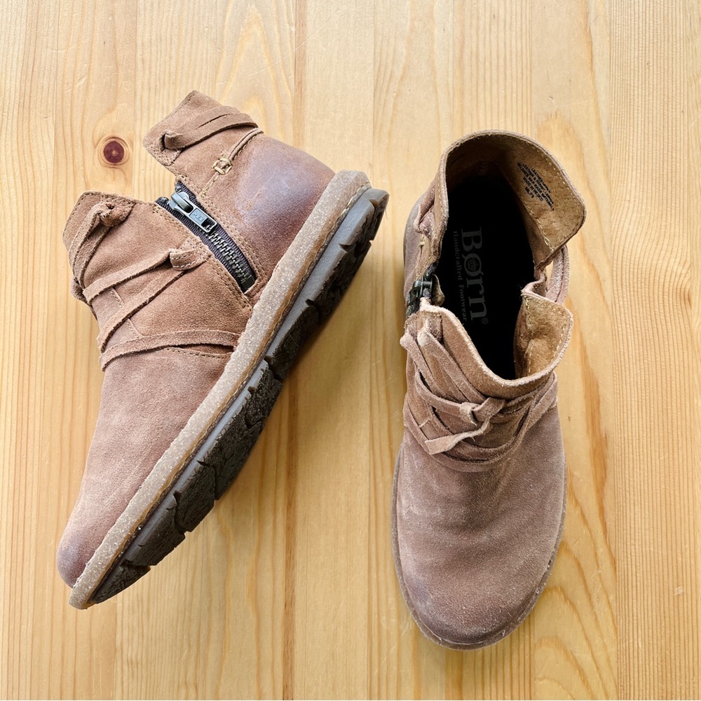 Born Brown Tarkiln Leather Ankle Booties